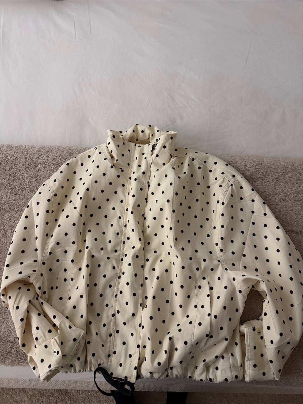 Cream Polka Dot Men’s Zip Jacket - Casual Smart